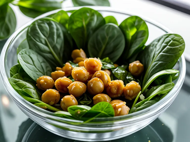 A healthy no-cook salad bowl being assembled with chickpeas and olive oil.